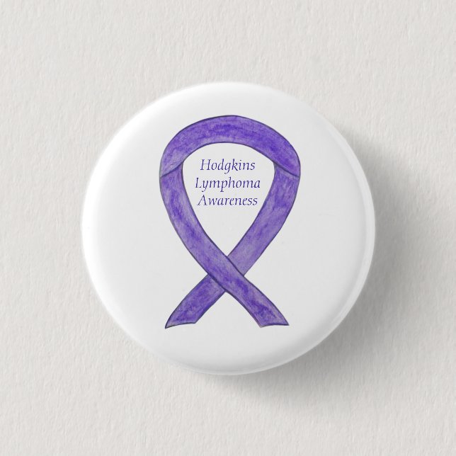 Hodgkins Lymphoma Violet Awareness Ribbon Button (Front)