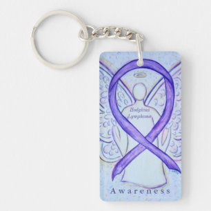 Hodgkins Lymphoma Violet Awareness Ribbon Keychain
