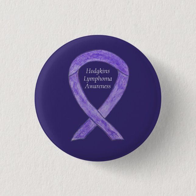 Hodgkins Lymphoma Violet Ribbon Custom Buttons (Front)