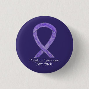 Hodgkins Lymphoma Violet Ribbon Custom Buttons
