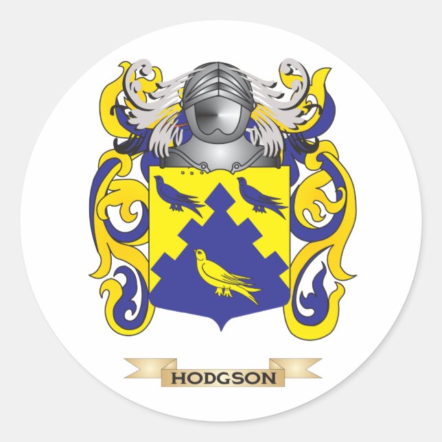 Hodgson Coat of Arms (Family Crest) Classic Round Sticker (Front)
