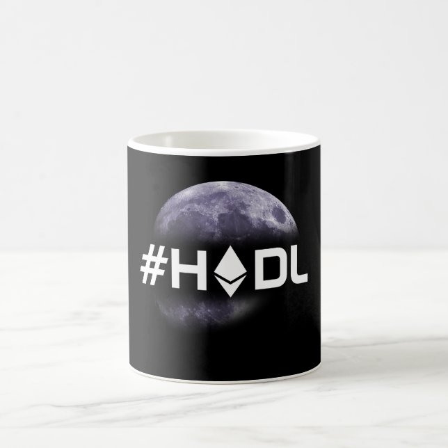 #HODL Ethereum to the Moon Black Mug (Center)
