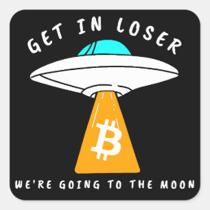 Hodl - Moon - UFO - BITCOIN - Crypto Square Sticker