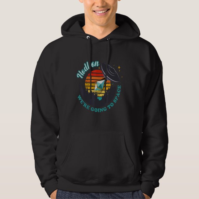 Hodl On We're Going To Space Ethereum Crypto Retro Hoodie (Front)