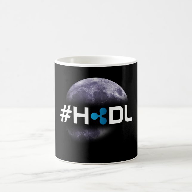 #HODL Ripple to the Moon Black Mug (Center)