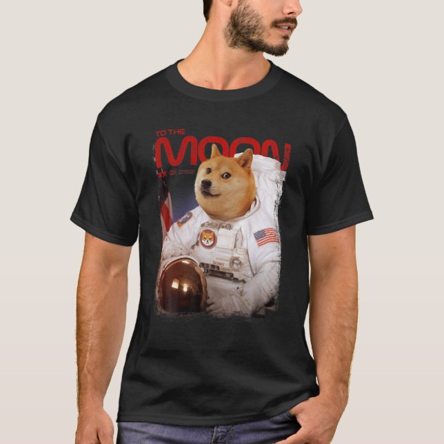 HODL SHIB To The Moon Astronaut Shiba Inu Token Cr T-Shirt (Front)