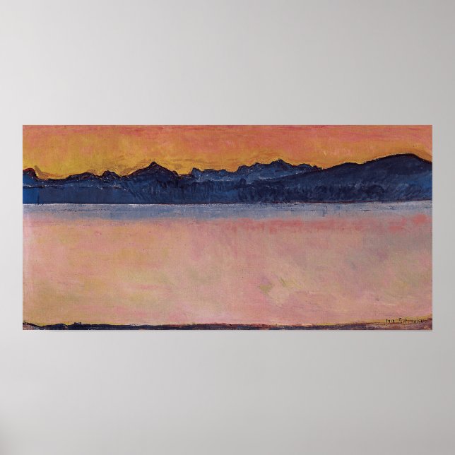 Hodler - Lake Geneva, Mont Blanc, Morning 1918 Poster (Front)
