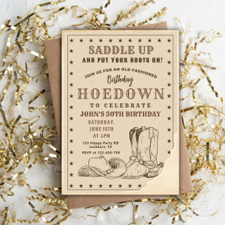 Hoedown Birthday Party, Cowboy Birthday Invitation