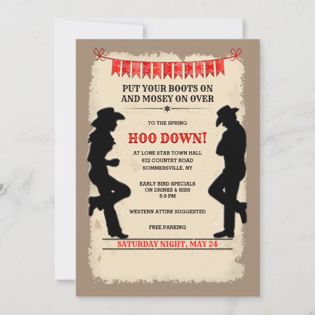 Hoedown Country Western  Invitation Customized (Front)