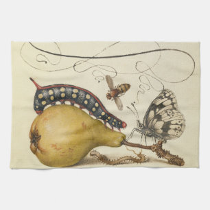Hoefnagel Vintage Pear & Insects 1500s Renaissance Kitchen Towel