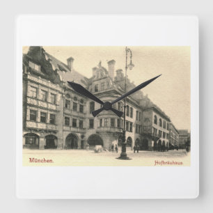 Hofbrauhaus, Munich, Germany 1900 Vintage Square Wall Clock