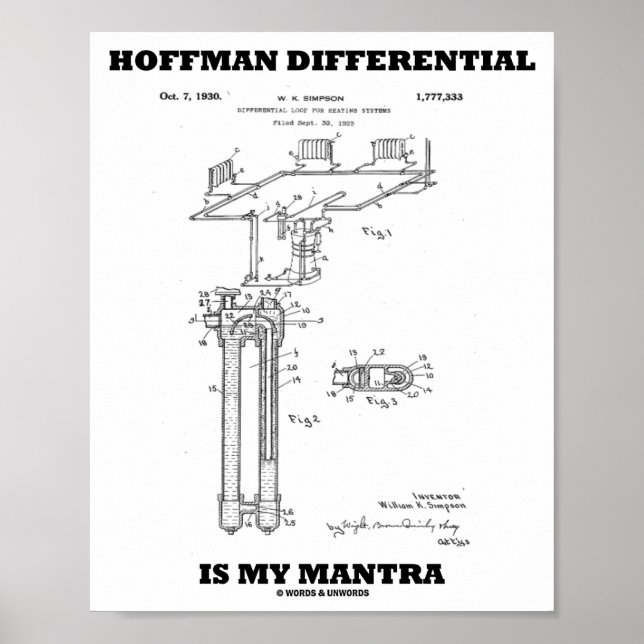 Hoffman Differential Is My Mantra US Patent Design Poster (Front)