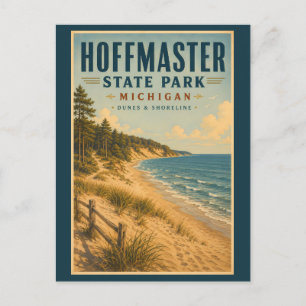 Hoffmaster State Park Michigan Illustration Travel Postcard