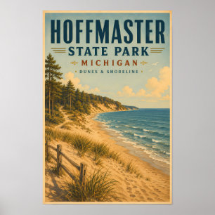 Hoffmaster State Park Michigan Illustration Travel Poster