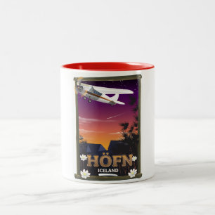 Höfn Iceland  Flight poster Two-Tone Coffee Mug