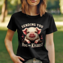 Hog and Kisses Valentines Cute Pig Endearing Love