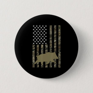 Hog Hunting For Men Women Wild Boar Pig Hunter 2 Inch Round Button