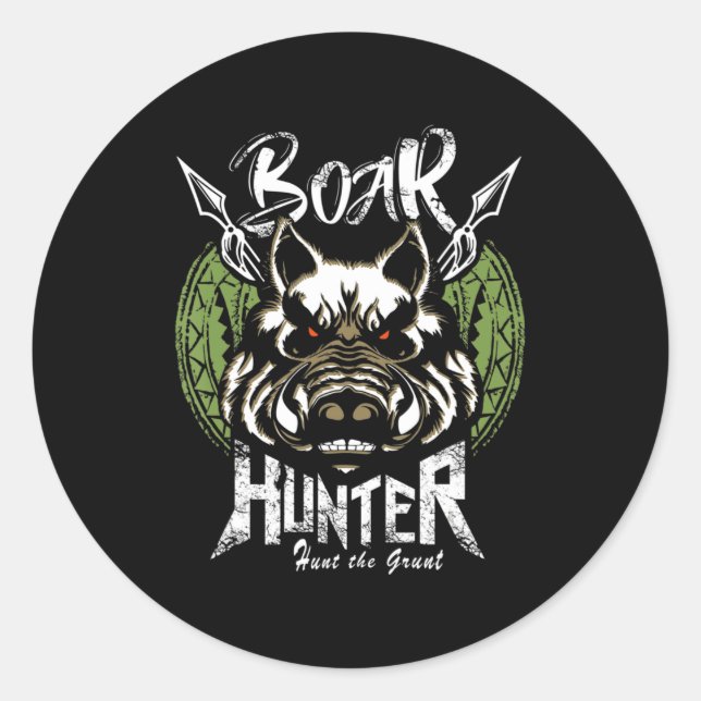 Hog Hunting  Fun Boar Hunter Gift Classic Round Sticker (Front)