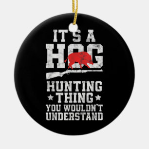 Hog Hunting Funny Vintage Boar Hunter  Ceramic Ornament
