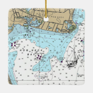Hog Neck Bay NY Nautical Chart Ceramic Ornament