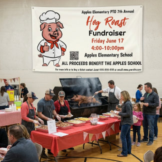 Hog Roast Fundraiser Banner - PTO PTA Church Commu