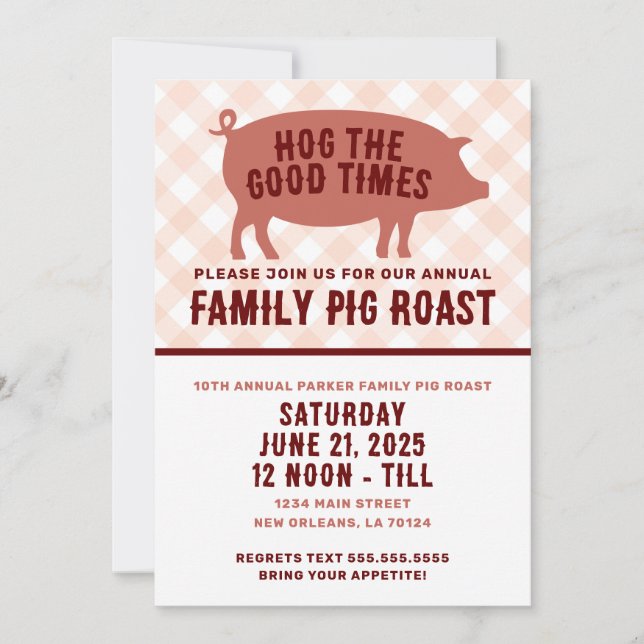 Hog the Good Times Pig Roast Invitation (Front)