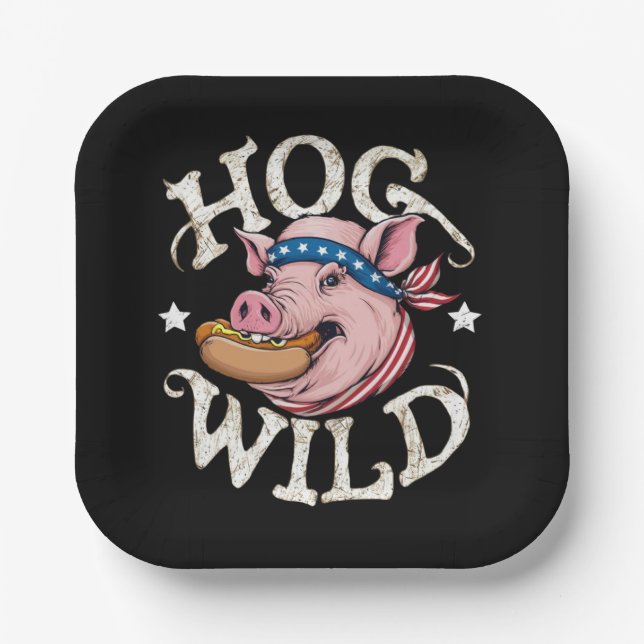 Hog Wild Paper Plate (Front)