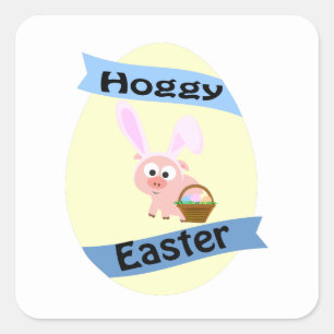 Hoggy Easter Pig Square Sticker