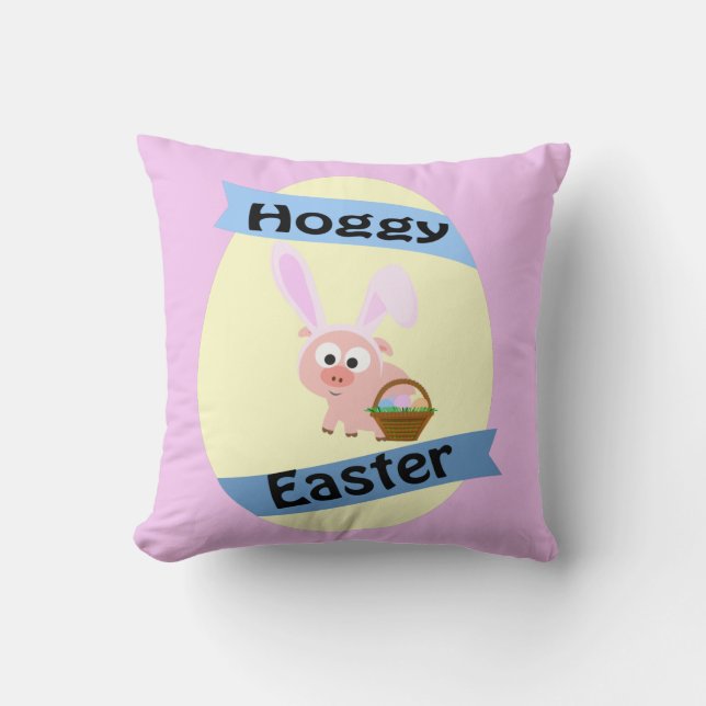 Hoggy Easter! Throw Pillow (Front)