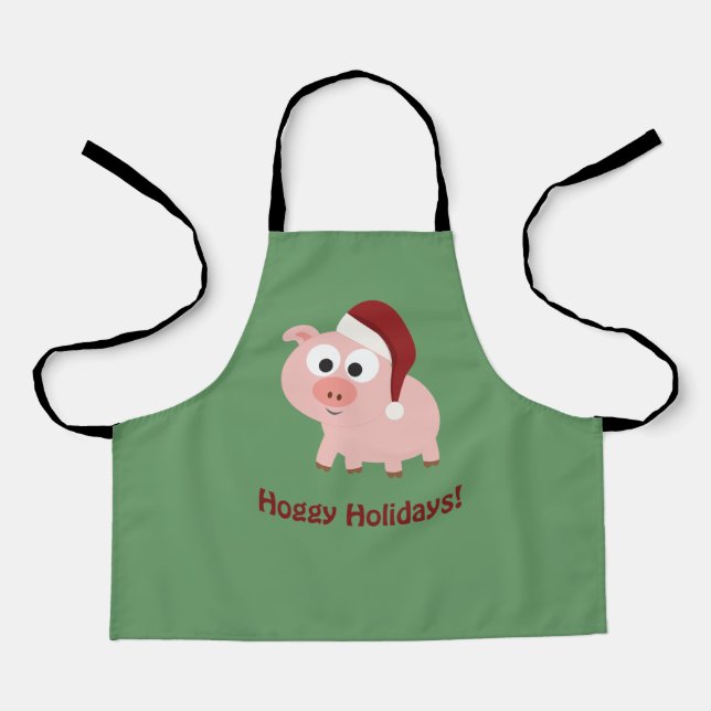 Hoggy Holidays Christmas Pig Apron (Front)