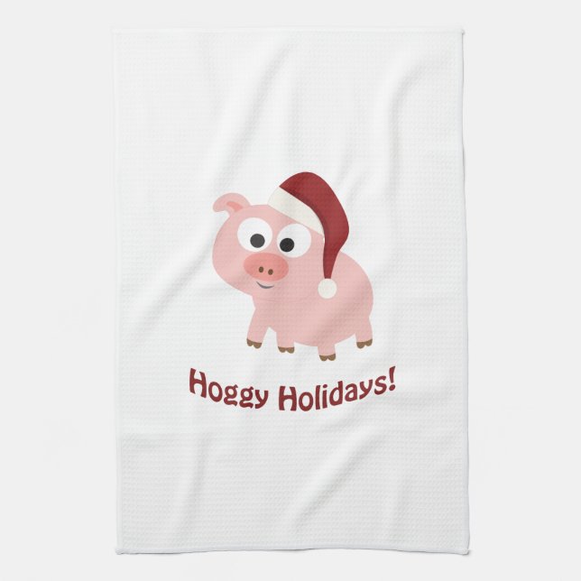 Hoggy Holidays! Kitchen Towel (Vertical)
