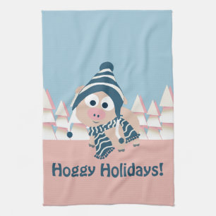 Hoggy Holidays! Winter Pig Kitchen Towel