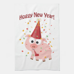 Hoggy New year! Kitchen Towel
