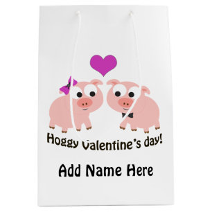 Hoggy Valentines Day Pigs Medium Gift Bag