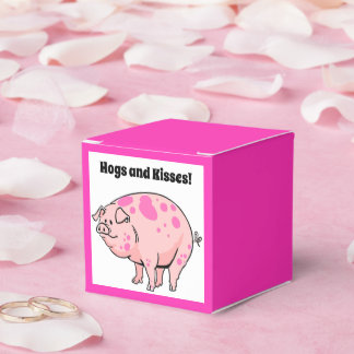 Hogs and Kisses Cute Pig Hog Cartoon Favor Box