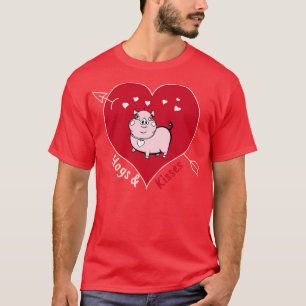 Hogs And Kisses Funny Valentine Pig  T-Shirt