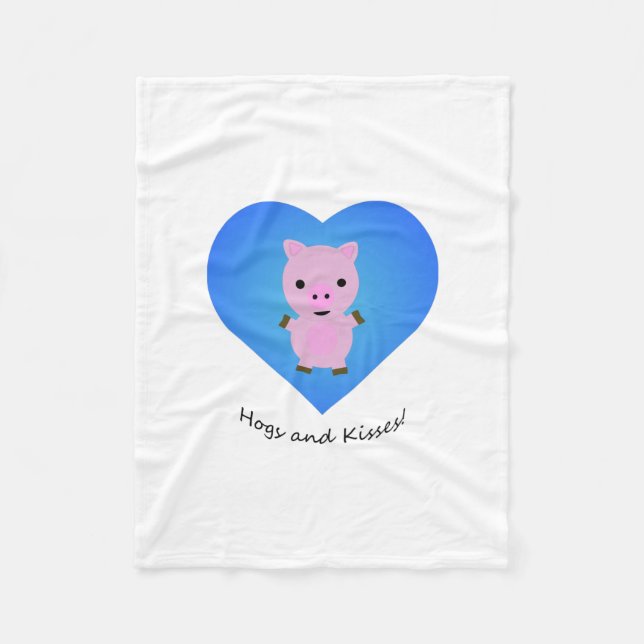 Hogs and Kisses Pig Fleece Blanket (Front)
