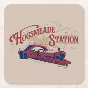HOGSMEADE Station Vintage Graphic Square Paper Coaster