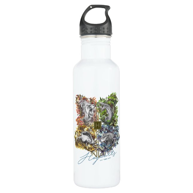 HOGWARTS™ Badge Floral Graphic 710 Ml Water Bottle (Front)