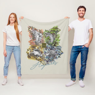HOGWARTS™ Badge Floral Graphic Fleece Blanket
