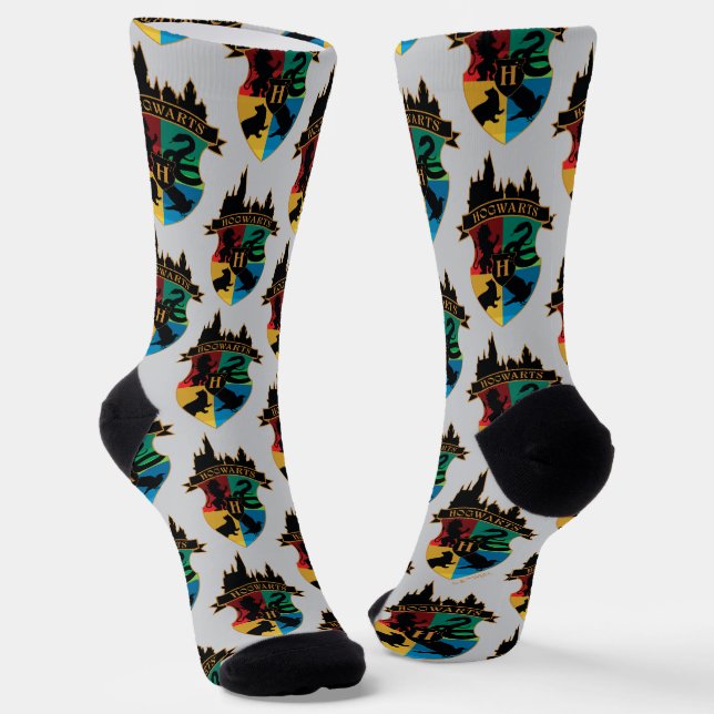 HOGWARTS™ Castle Crest House Pride Badge Socks (Angled)