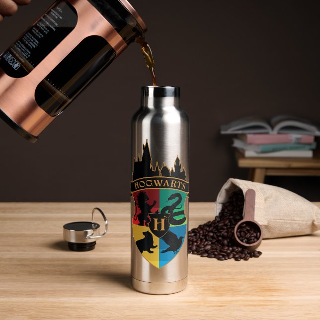 HOGWARTS™ Castle Crest House Pride Badge Water Bottle (Coffee)