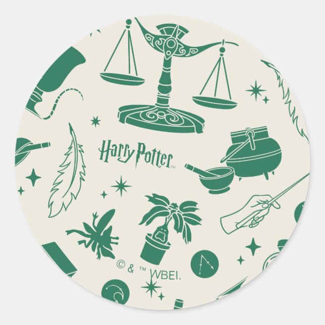 HOGWARTS™ Class Club Pattern Classic Round Sticker (Front)