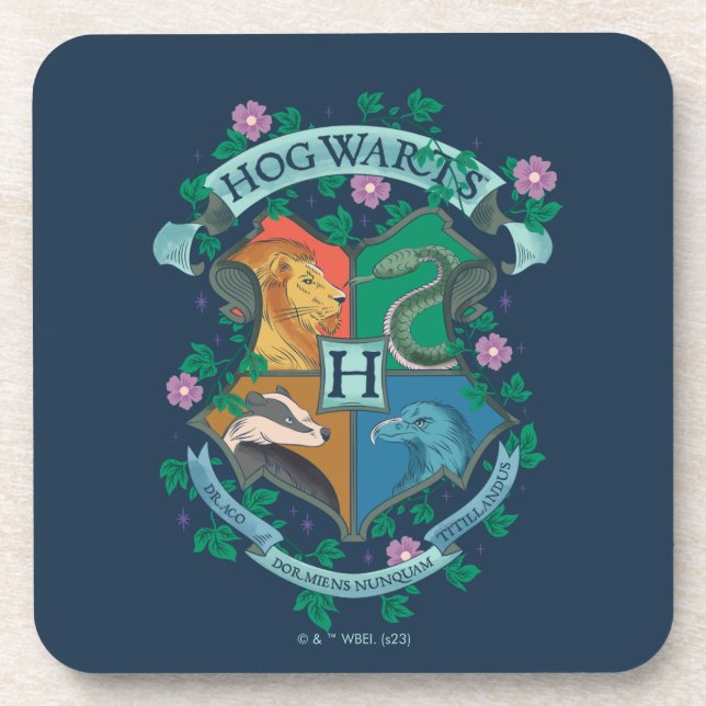 HOGWARTS™ Floral Crest Coaster (Front)