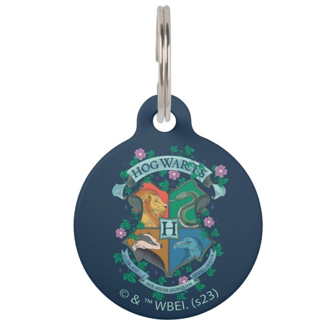 HOGWARTS™ Floral Crest Pet Tag (Front)