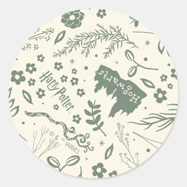 HOGWARTS™ Herbology Magic Pattern Classic Round Sticker (Front)