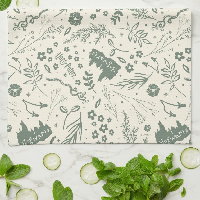 HOGWARTS™ Herbology Magic Pattern Kitchen Towel (Folded)