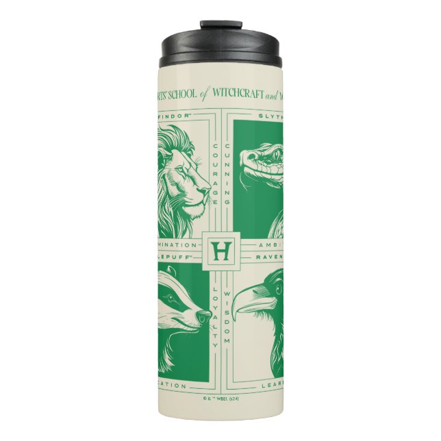 HOGWARTS™ House Animals Grid Thermal Tumbler (Front)