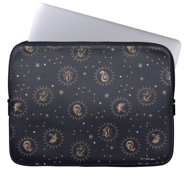 Hogwarts House Crests Constellation Pattern Laptop Sleeve (Front)