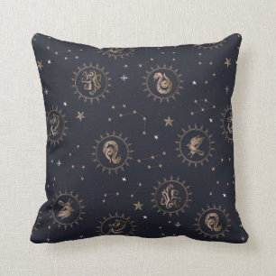 Hogwarts House Crests Constellation Pattern Throw Pillow